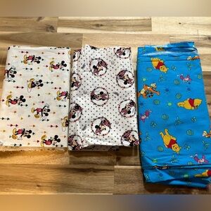 Lot of Mickey Mouse, Minnie Mouse, Winnie the Pooh fabric See Sizes In Pictures